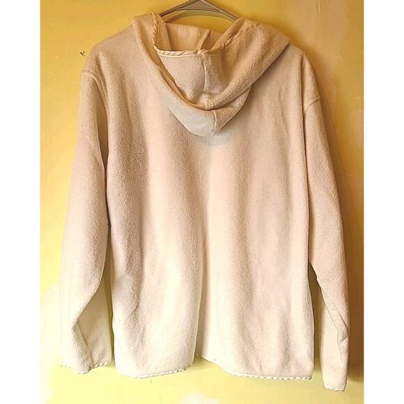 Vintage Y2K women's XL Care Bears Good Luck Bear Off-white Fleece Jacket hooded - Picture 5 of 6